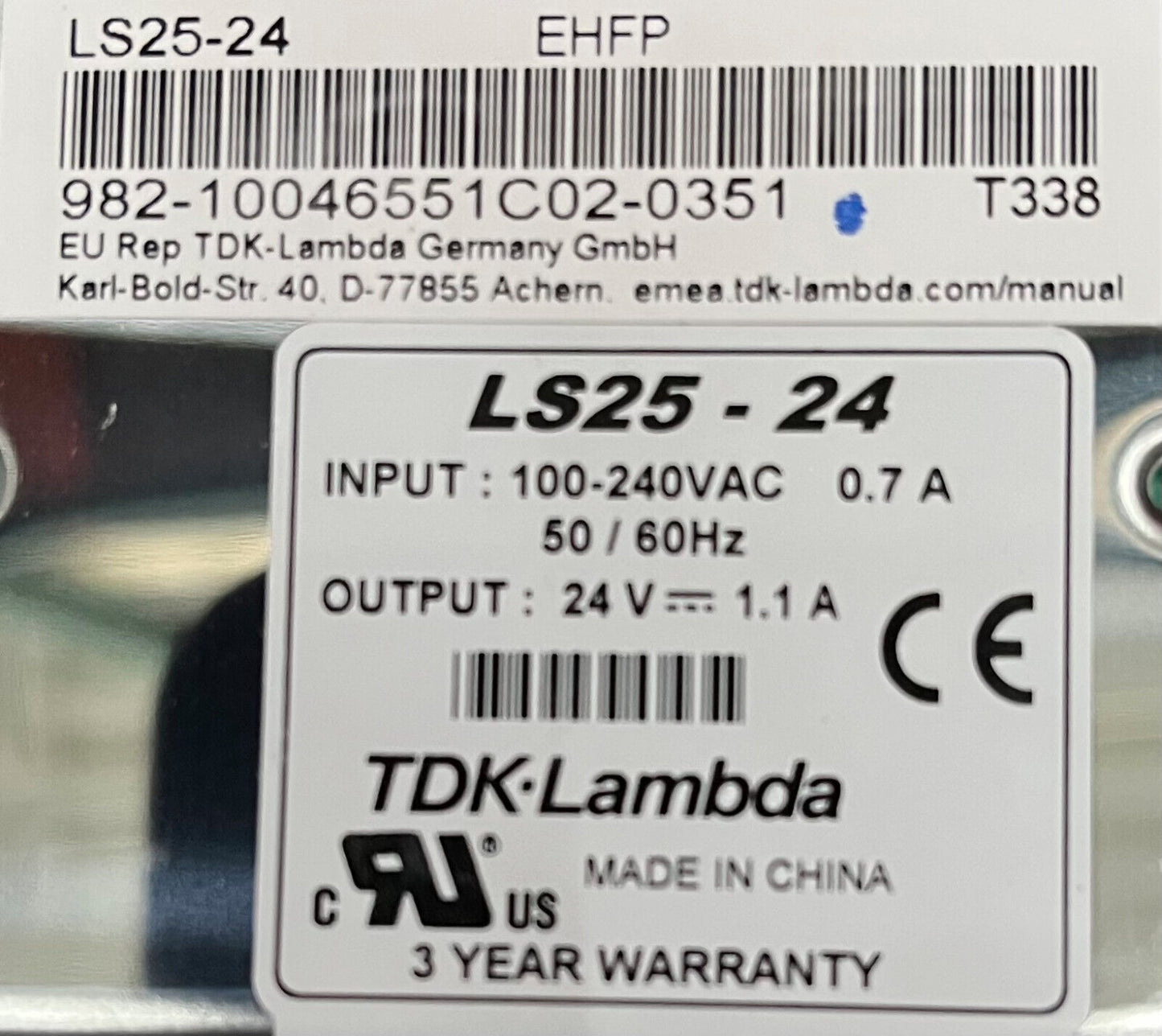 1 LOT QTY 3 - TDK-LAMBDA LS25-24 ENCLOSED POWER SUPPLY