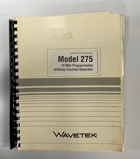 MANUAL DE INSTRUCCIONES WAVETEK® 1300-00-023 REV 6/89 PARA EL MODELO 275