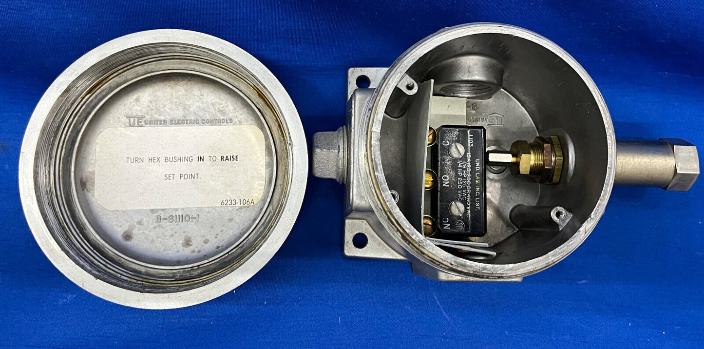 UE/UNITED ELECTRIC CONTROLS J119 MODEL 680 PRESSURE CONTROL SWITCH C1, G BCD CII