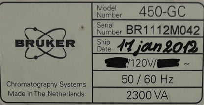 BRUKER 450-GC GAS CHROMATOGRAPH 120V - ITEM FOR PARTS/REPAIR