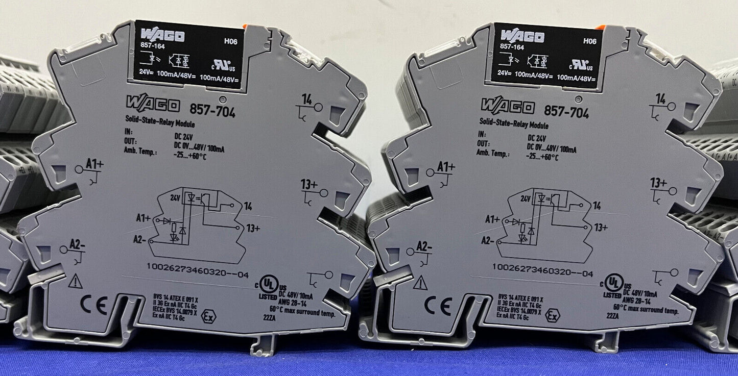 MÓDULO DE RELÉ DE ESTADO SÓLIDO WAGO 857-704 con RELÉ DE ESTADO SÓLIDO 857-164 - 1 LOTE CANTIDAD 50