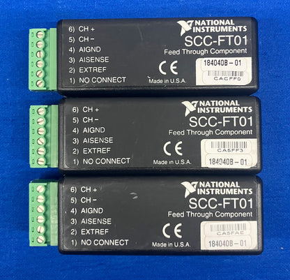 NATIONAL INSTRUMENTS FEED THROUGH COMPONENT SCC-FT01, 184040B-01, LOT OF 3