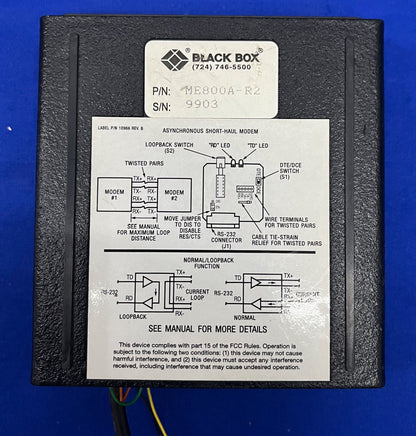 BLACK BOX ME800A-R2 ASYNC-KURZSTRECKENMODEM mit NETZTEIL UND KABEL 