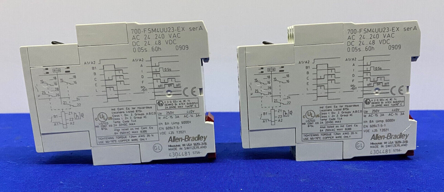 AB ALLEN BRADLEY FSM4U-EX 700-FSM4UU23-EX SER A TIMING DELAY RELAY