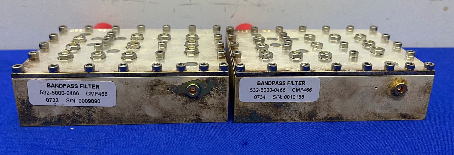 RF BANDPASS FILTER 466 R6 1.5GHz CMT 532-5000-0466 CMF466 0702 - 1 LOT QTY 2