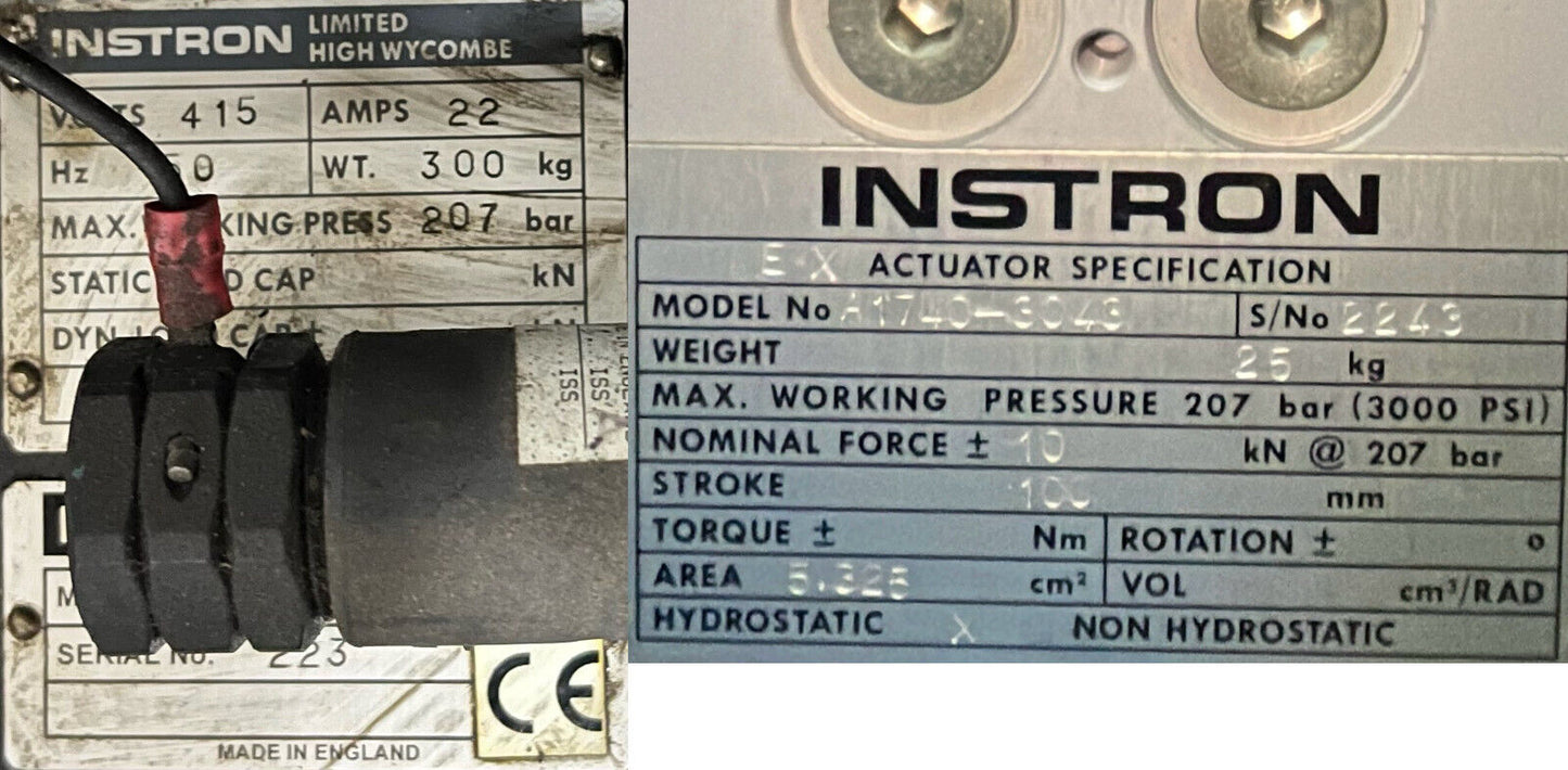 INSTRON 8872 SERVO HYDRAULIC 3420 FATIGUE TESTING SYSTEM - FOR PARTS/REPAIR