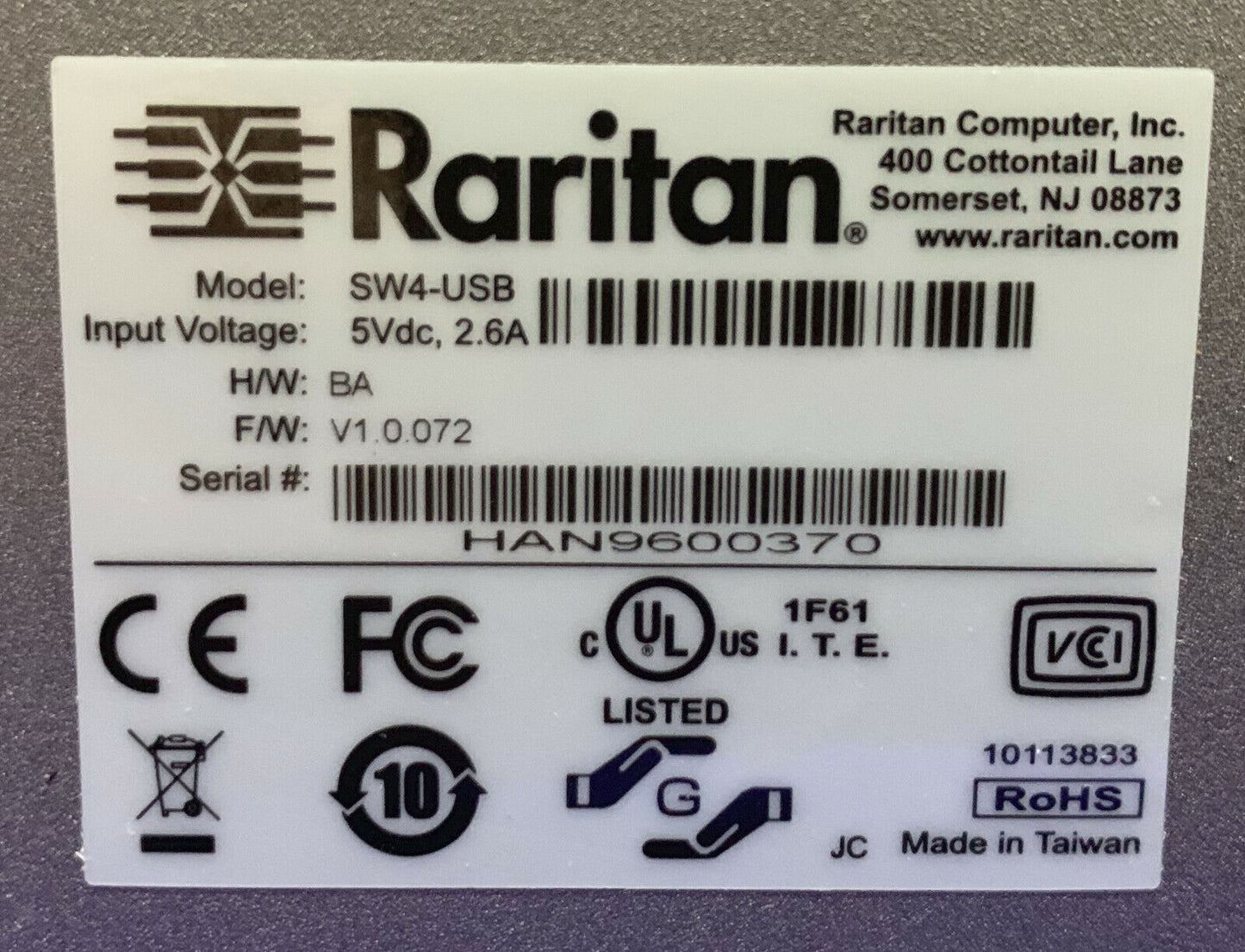 RARITAN COMPUTER SWITCHMAN USB SW4-USB SWITCH