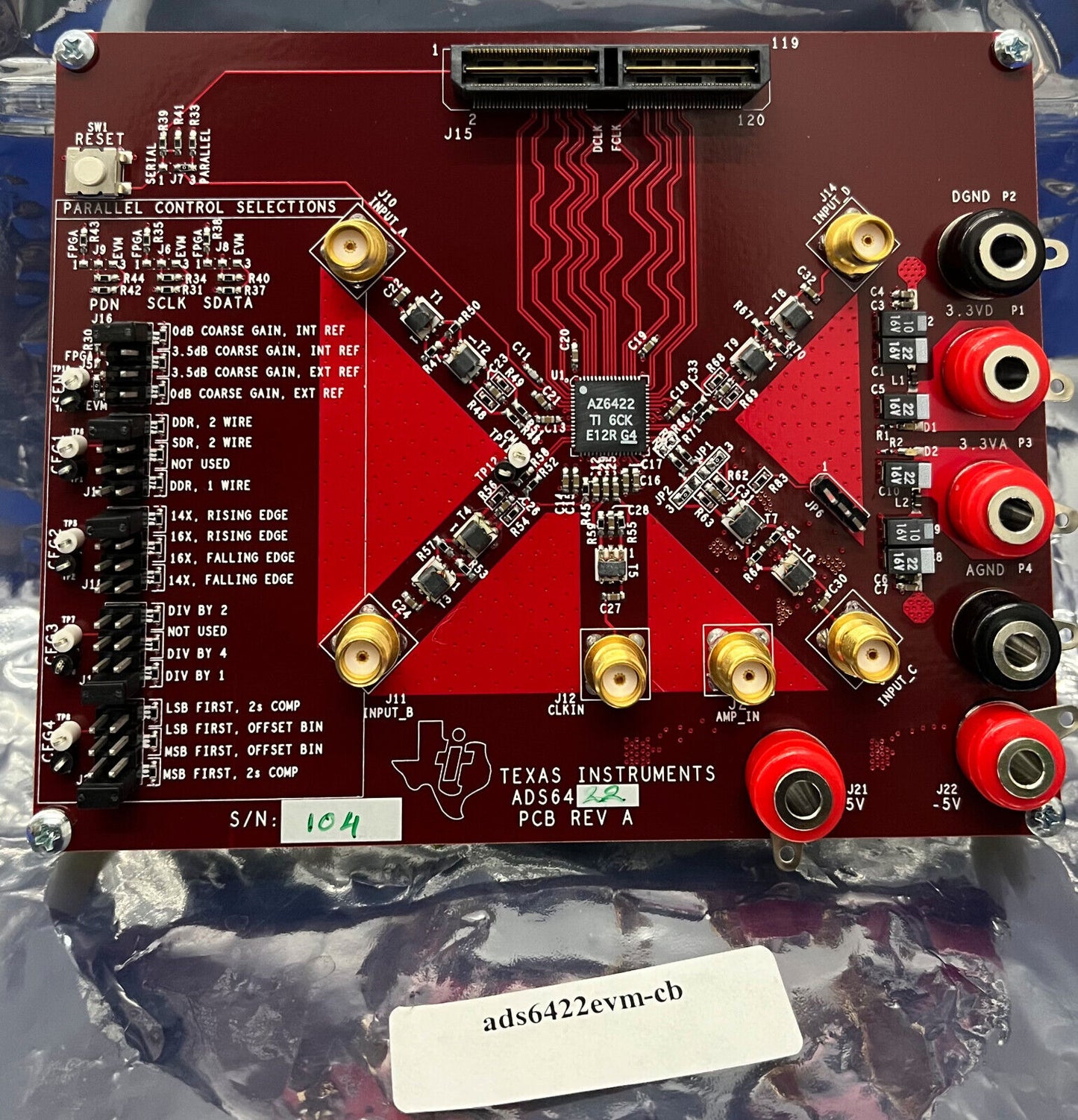 TEXAS INSTRUMENTS ADS6422 EVALUATION BOARD ADS6422EVM-CB REV A