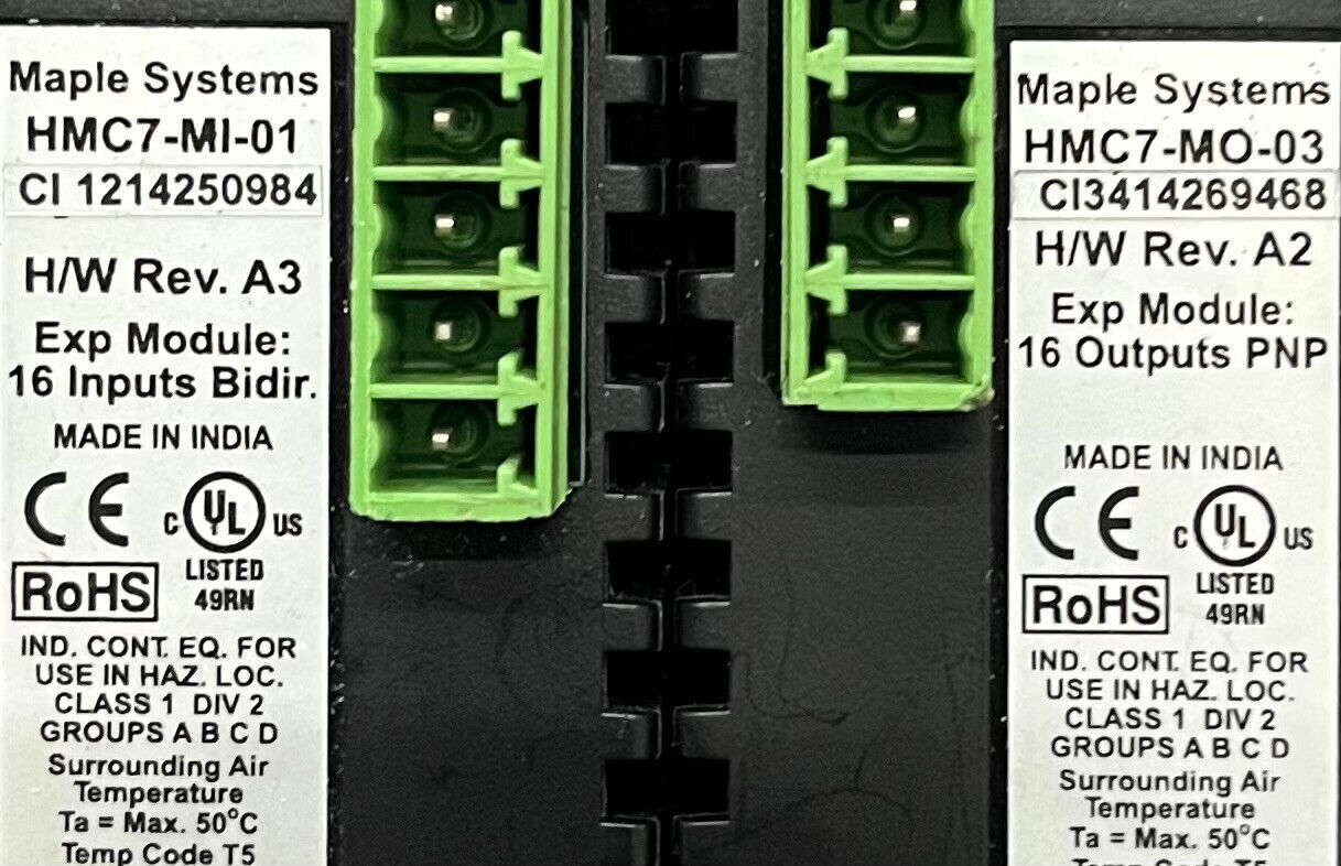 MAPLE SYSTEMS I/O EXPANSION MODULES 1 EA HMC7-MO-03 & HMC7-MI-01  & 1 BACK PANEL