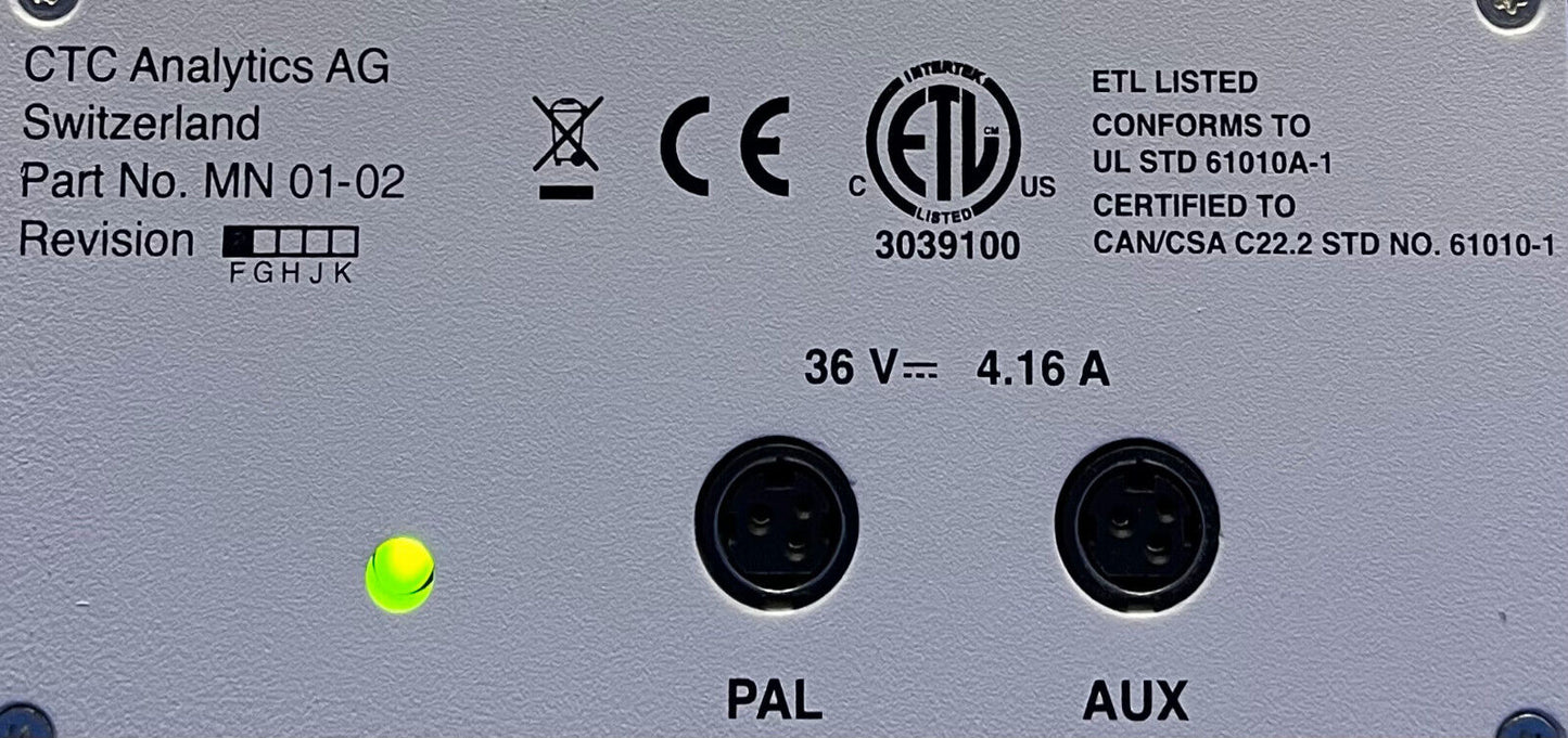 CTC ANALYTICS AG POWER SUPPLY PART # MN 01-02 F - FOR CTC ANALYTICS INSTRUMENTS