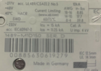 QTY 3 - Allen-Bradley 1489-M / 1489-M1D150 SER D CIRCUIT BREAKERS