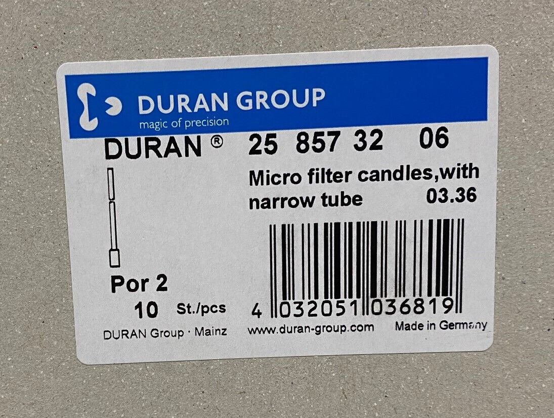 DURAN® GROUP 25 857 32 06 MIKROFILTERKERZEN MIT ENGERÖHRE 03.36