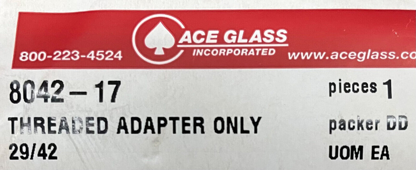 ACE GLASS 8042-17 THREAD ADAPTER ONLY 29/42 INNER JOINT 15mm - 1 LOT QTY 5