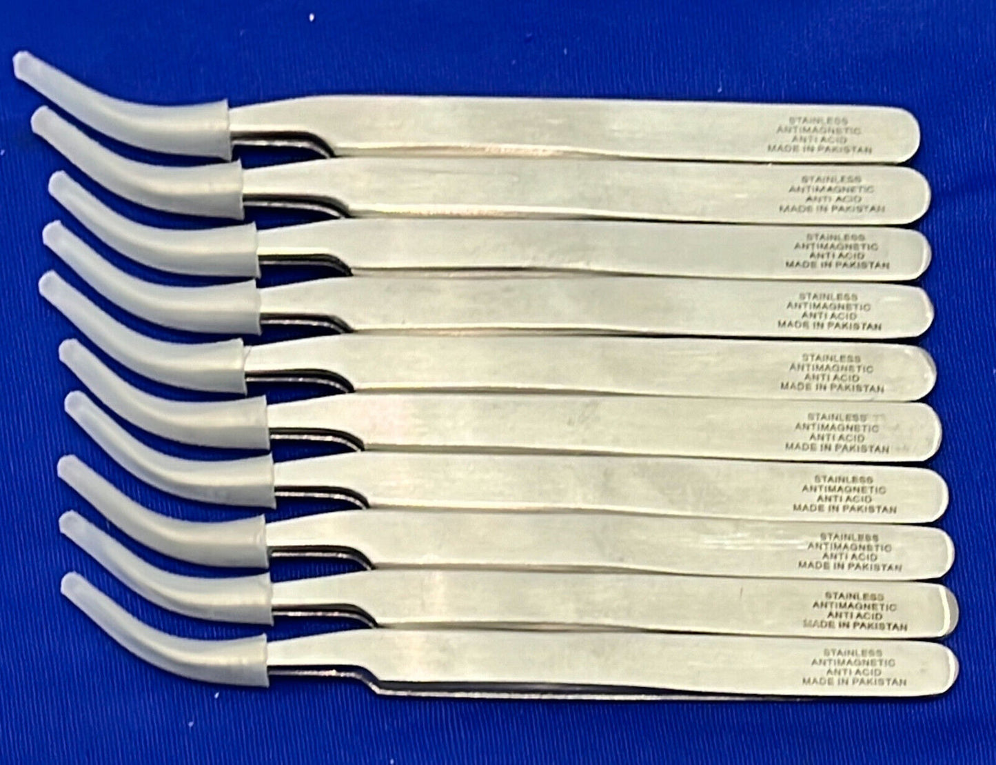 AVEN 7-SA CURVED SUPER FINE POINTS TWEEZERS 4 3/4” SS - 1 LOT QTY 10