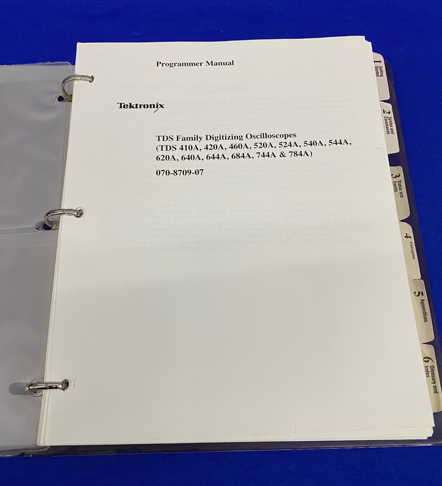 MANUAL DEL PROGRAMADOR DEL OSCILOSCOPIO DIGITALIZADOR DE LA FAMILIA TDS DE TEKTRONIX 070-8709-07