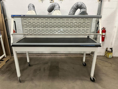 LABCONCO BACK EXHAUST FUME HOOD ON ROLLING TABLE WITH CHEM TOP