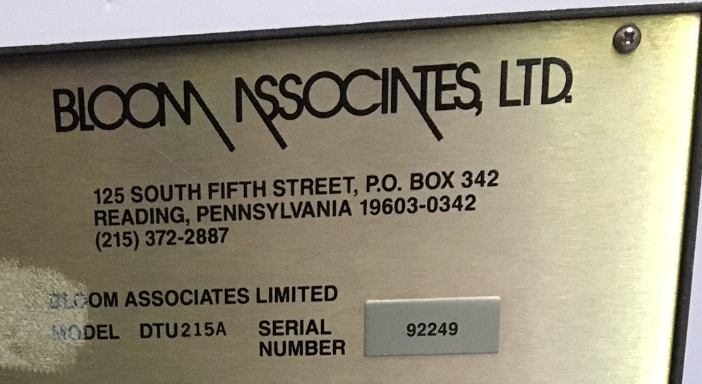 BLOOM ASSOCIATES, LTD. DTU215A TAG