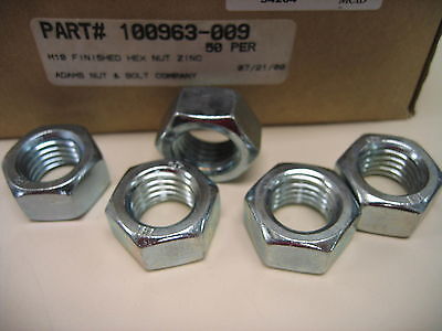 ADAM'S NUT & BOLT M10 METRIC BOX QTY 50 HEX NUT ZINC NIB Part# 100963-009