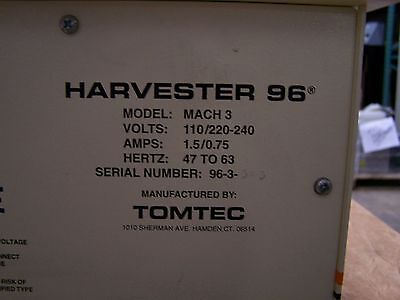 COSECHADORA DE MUESTRAS TOMTEC 96 220/110 V CA, 50/60 HZ 