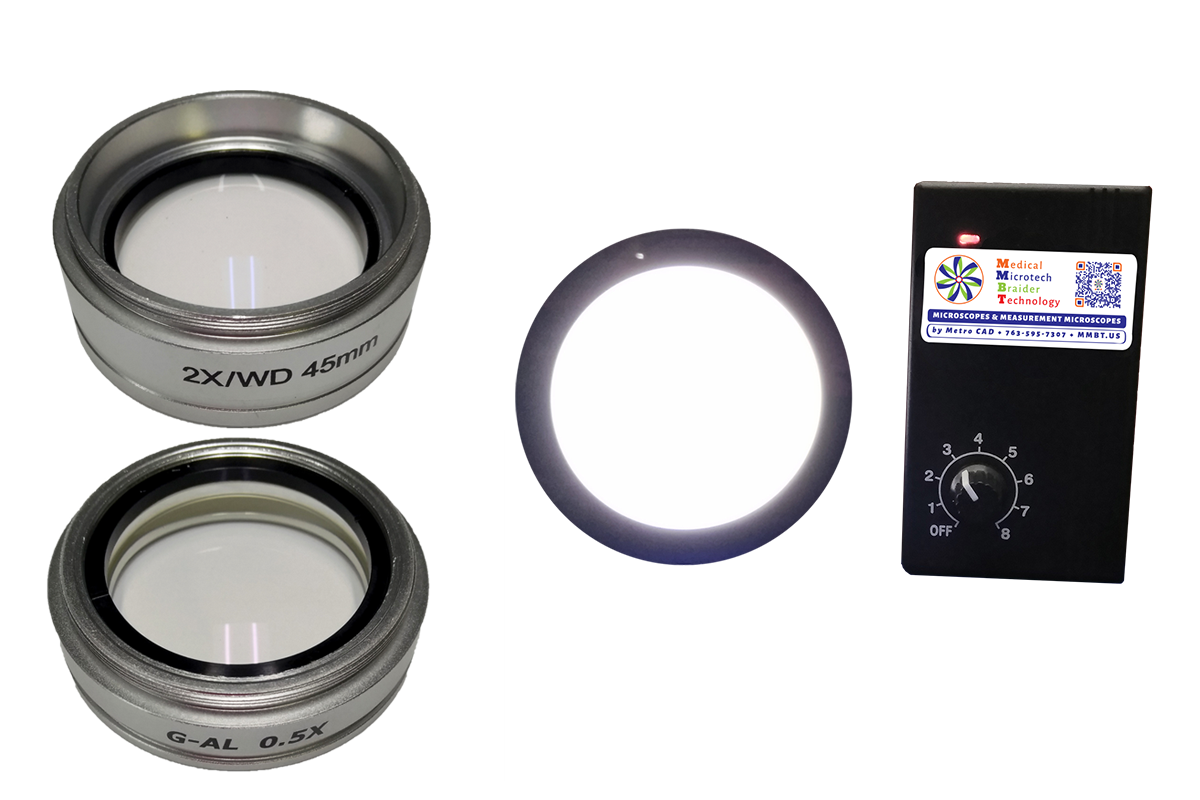 doubler 2x splitter .5x objective lenses circle led backlight 