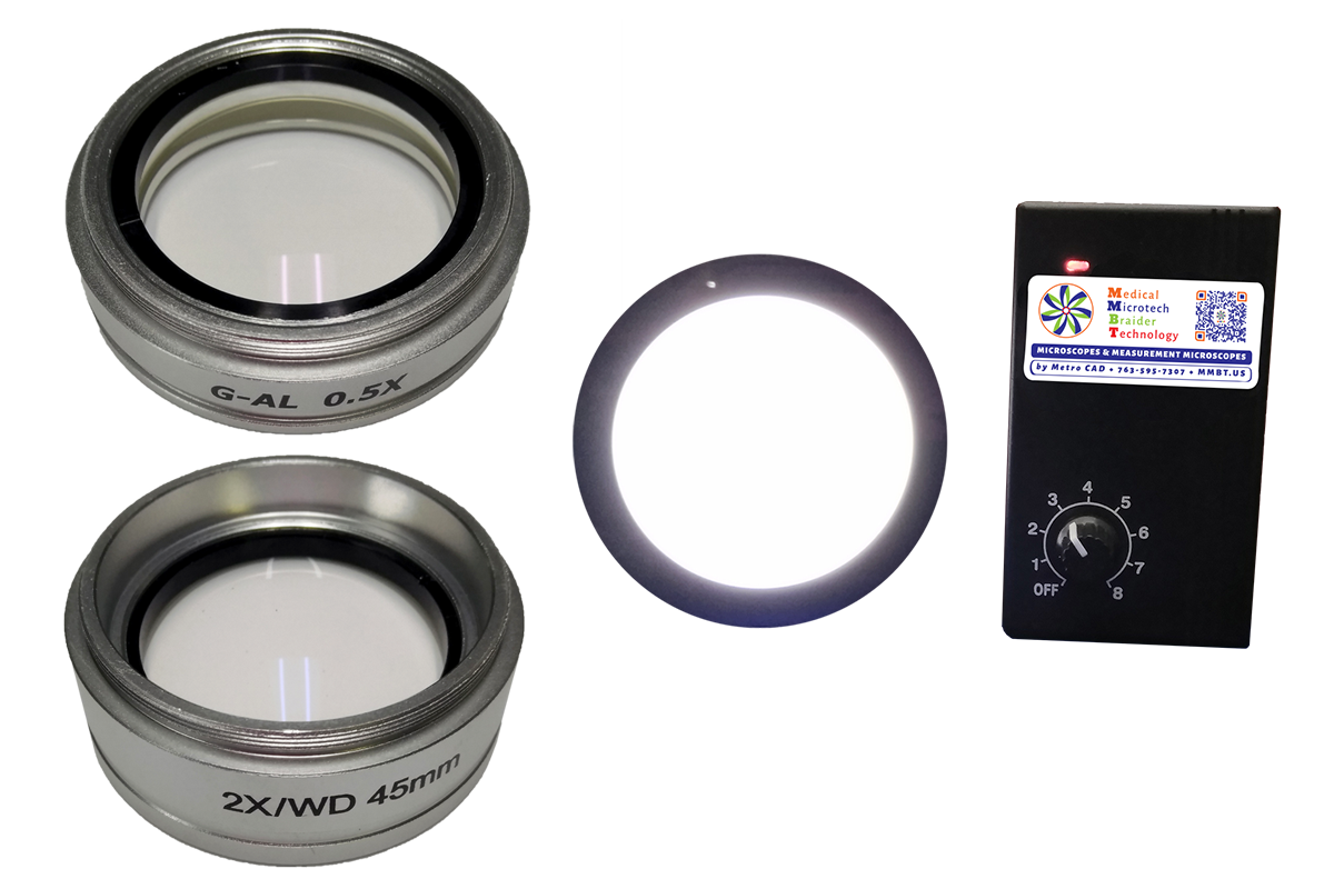 microscope accessories splitter .5x objective lens doubler 2x lens circle led backlight