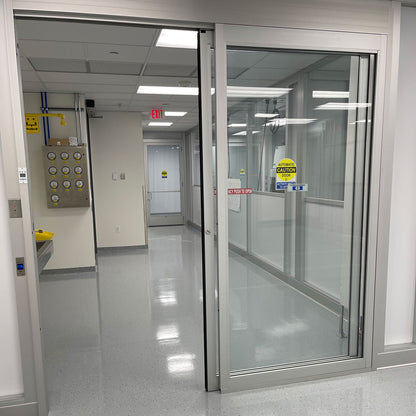mmbt finished hardwall cleanroom with automatic sliding door