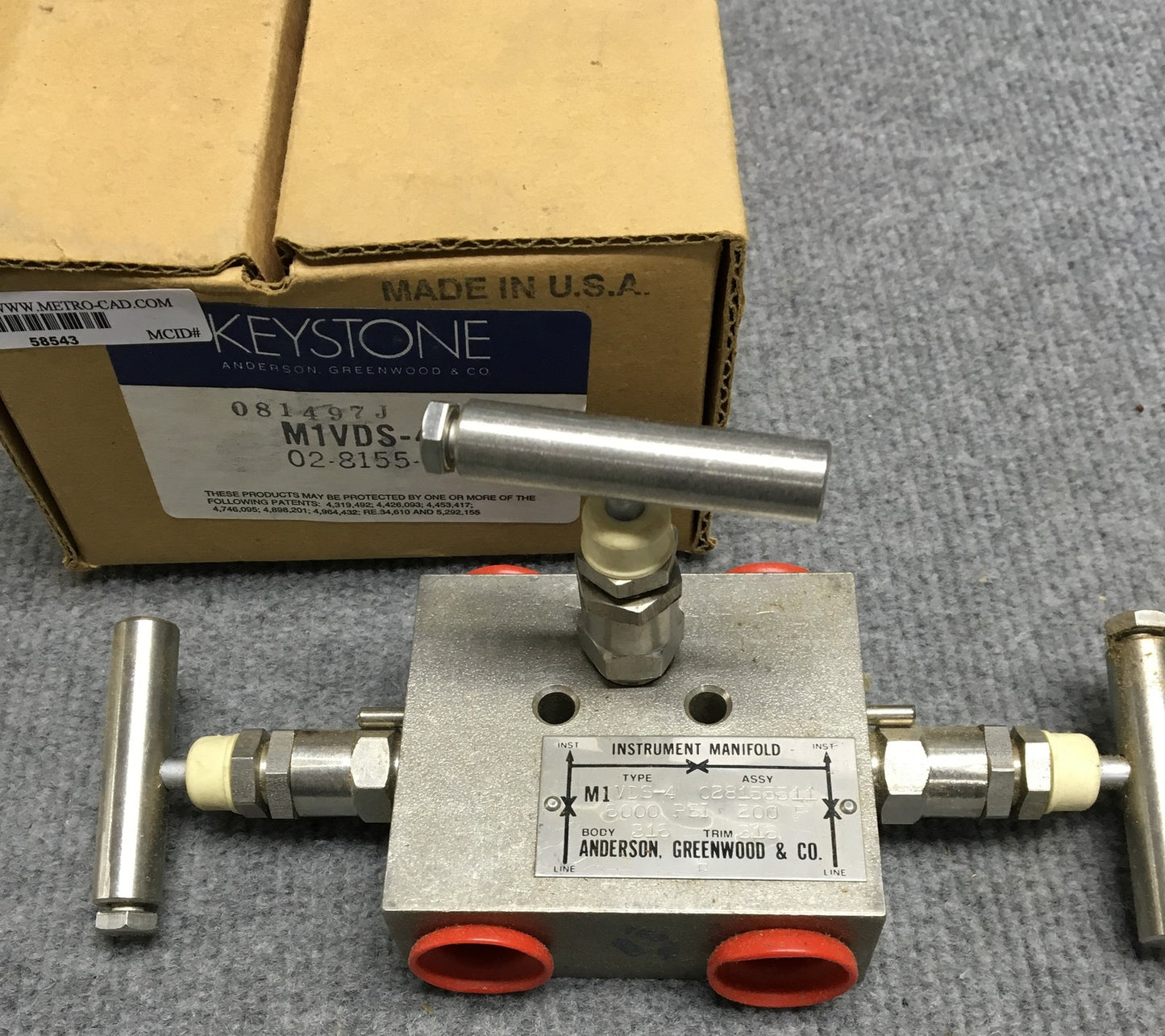 KEYSTONE ANDERSON GREENWOOD TYCO M1VDS-4 02-8155-511 028155511 6000PSI MANIFOLD