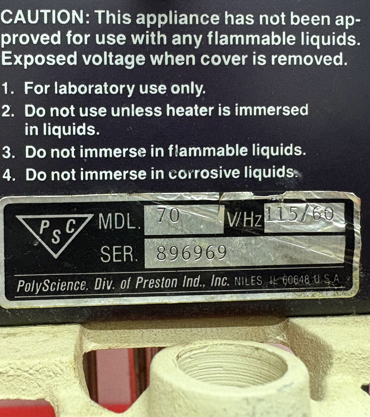 POLYSCIENCE 70 ANALOG IMMERSION CIRCULATOR HEATER FOR WATER BATH V/HZ 115/60