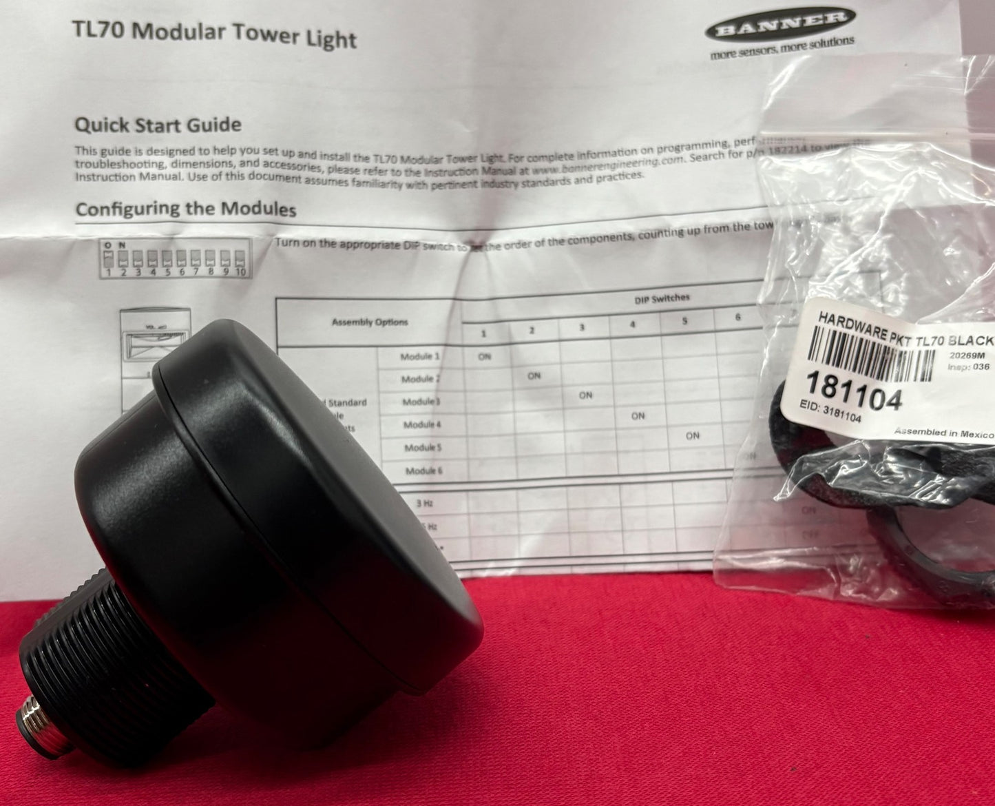 BANNER B-TL70-Q5 MODULAR TOWER LIGHT & CAP EID 3092226 92226