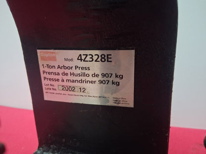 Dayton 4Z328E 1 Ton Arbor Press 8" Swing Work Height 6" 1" x 1" Ram Dimensions