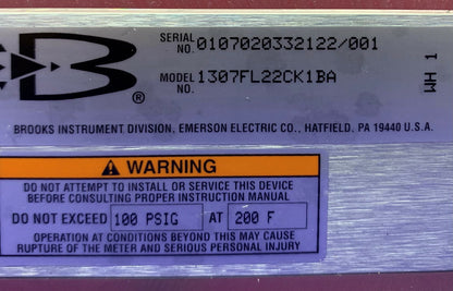 Brooks Instrument 1307FL22CK1BA Tube LPM Water Variabele Oppervlakte Flowmeter 