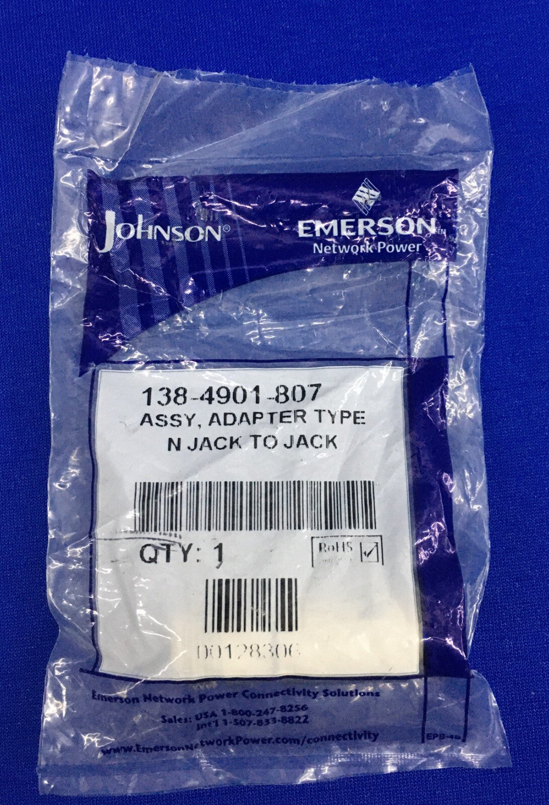 JOHNSON 138-4901-807 ASSY ADAPTER TYPE N JACK NAAR JACK