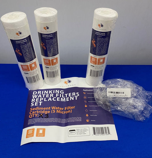 AQUABOON X001441P1F 5MIC 5-MICRO…ER FILTER CARTRIDGE -QTY OF 3 FILTER CARTRIDGES