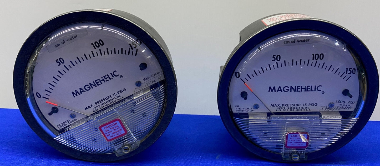 MANÓMETRO DE PRESIÓN DE AGUA DWYER MAGNEHELIC 2000-150CM PRESIÓN MÁXIMA 15 PSIG - 1 LOTE DE 2 