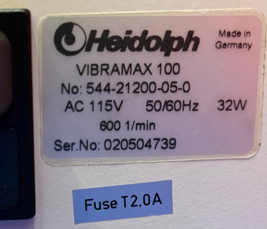 ROCHE HEIDOLPH VIBRAMAX 100 / 544-21200-05-0 VIBRATING PLATFORM SHAKER AC 115V