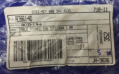 CANTIDAD 5 - DIGI-KEY AE9861-ND AK733-1.8-R CABLE DE CONEXIÓN IEEE1284 1.8M