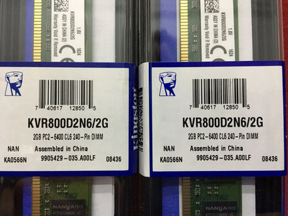 Nueva memoria RAM Kingston KVR800D2N6/2G, 2 GB PC2-6400 CL6 DIMM de 240 pines MCID 73224