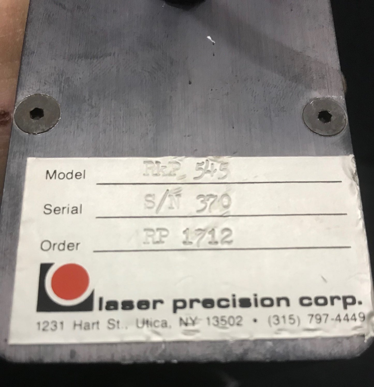 LASER PRECISION CORP RkP 545 LIGHT INTENSITY DETECTOR FOR PARTS REPAIR UNTESTED