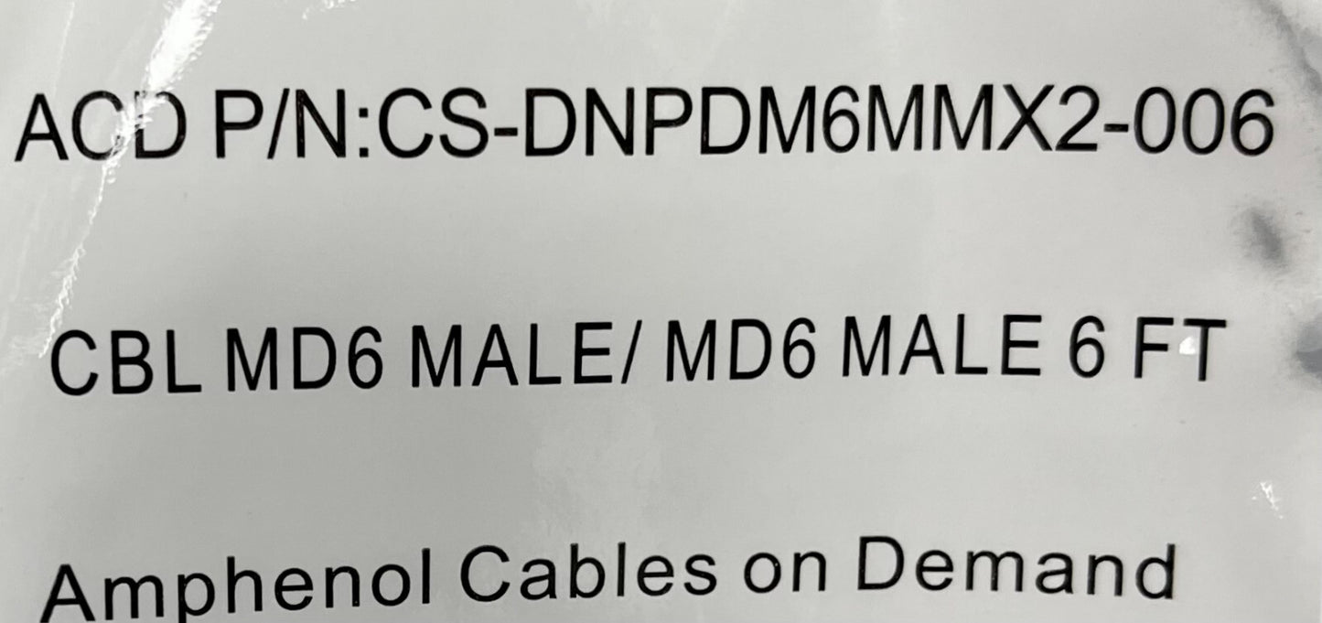 AMPHENOL CABLES on DEMAND CS-DNPDM6MMX2-006 6-PIN CBL MD6 MALE / MD6 LOT OF 10