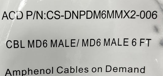AMPHENOL CABLES on DEMAND CS-DNPDM6MMX2-006 6-PIN CBL MD6 MALE / MD6 LOT OF 10