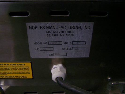 PARA PIEZAS/REPARACIONES NOBLES MANUFACTURING INC. 29619-4 CENTRÍFUGA 115V