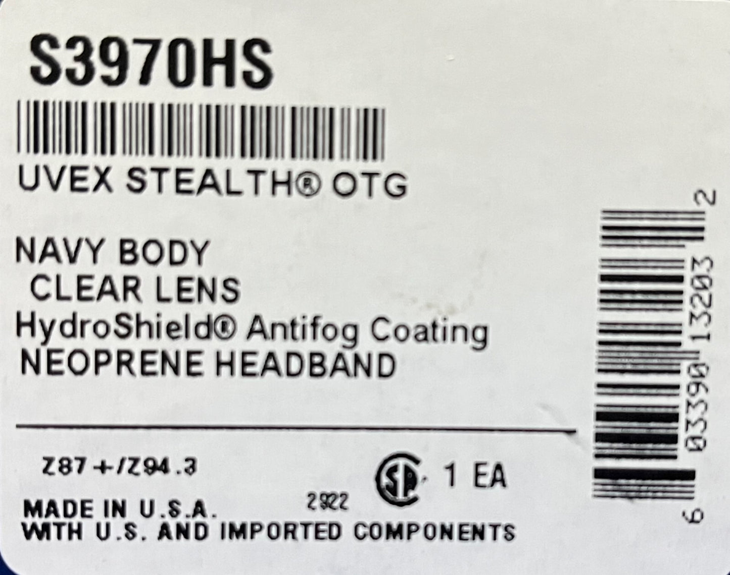 UVEX ™ STEALTH ® OTG S3970HS NAVY GEHÄUSE KLARE LINSE ANTIFOG-BRILLE