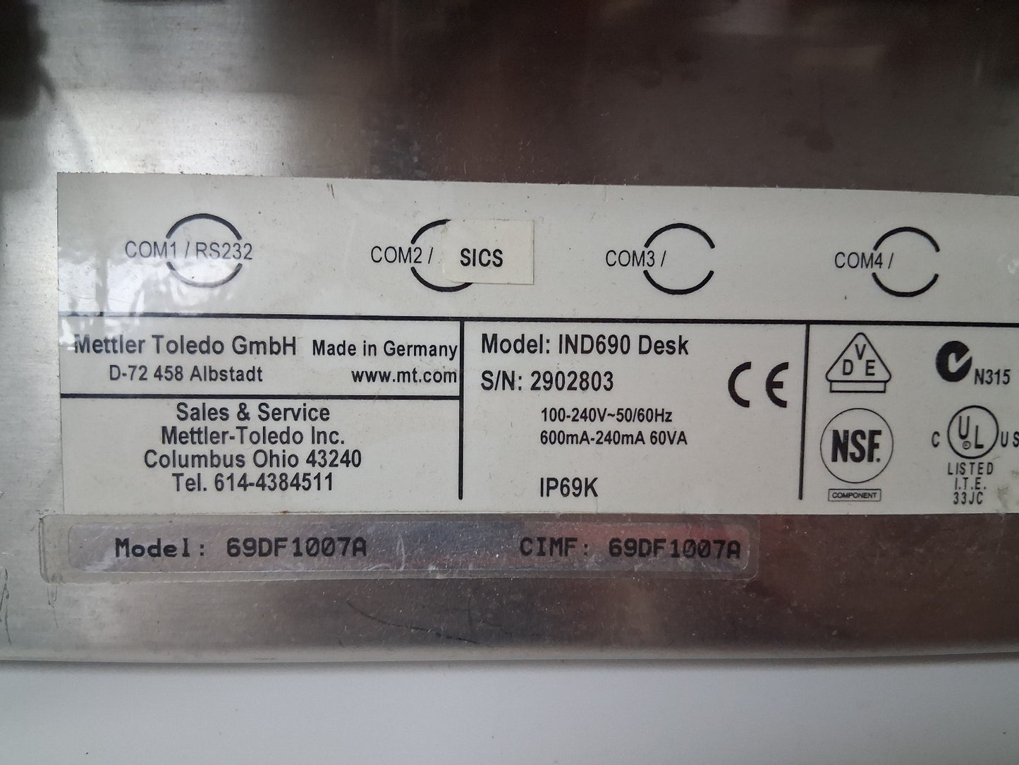 Mettler Toledo IND690 Weighing Terminal with X1202S Precision Weighing Platform