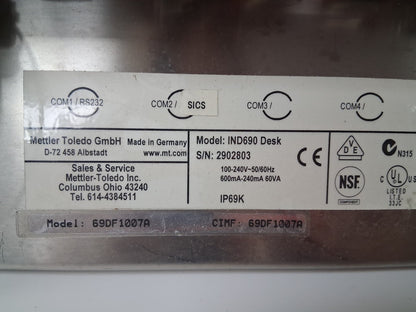 Mettler Toledo IND690 Weighing Terminal with X1202S Precision Weighing Platform