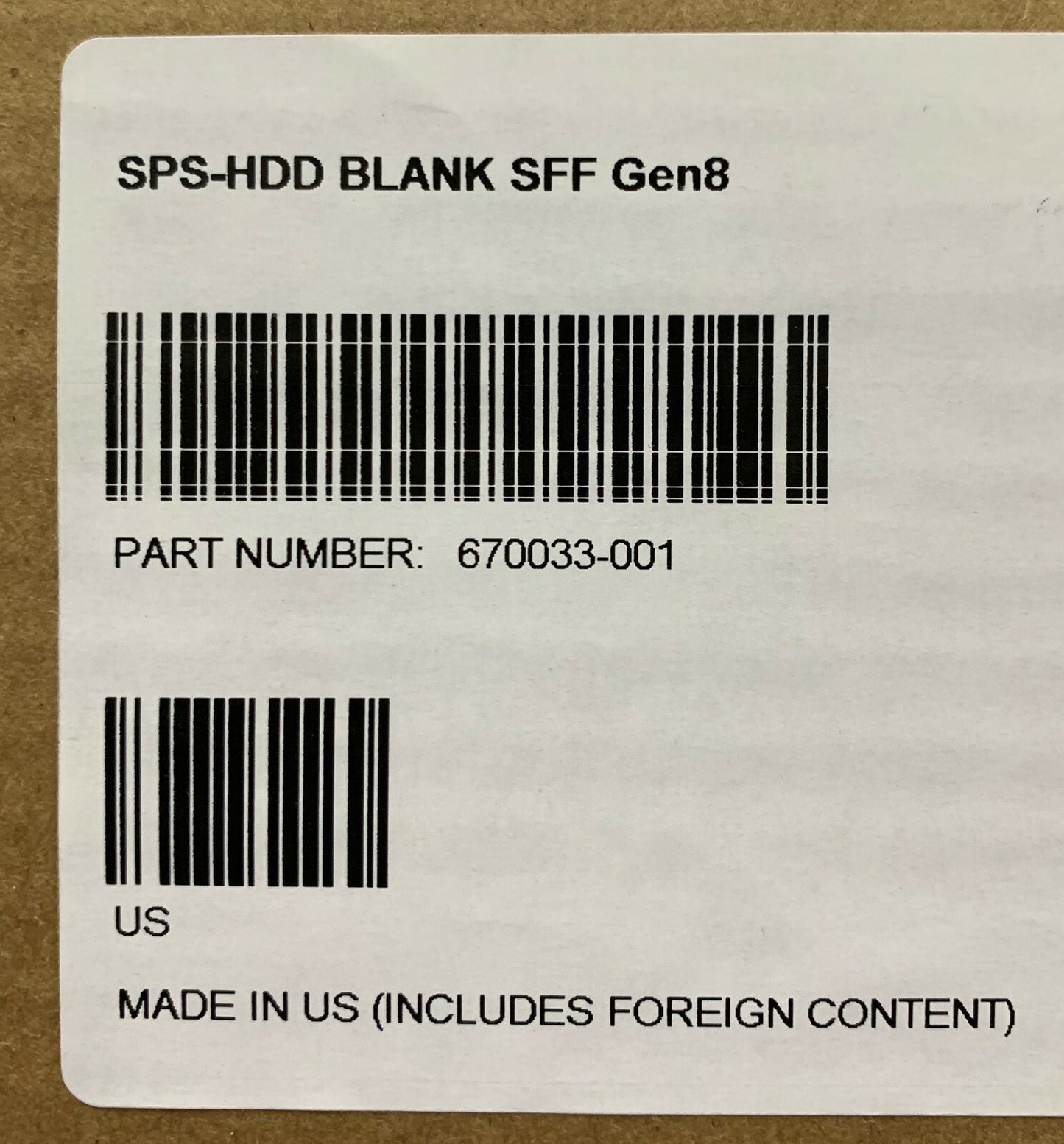 Qté 12 - 670033-001 / SPS-HDD Blank SFF Gen8 Disque dur vierge