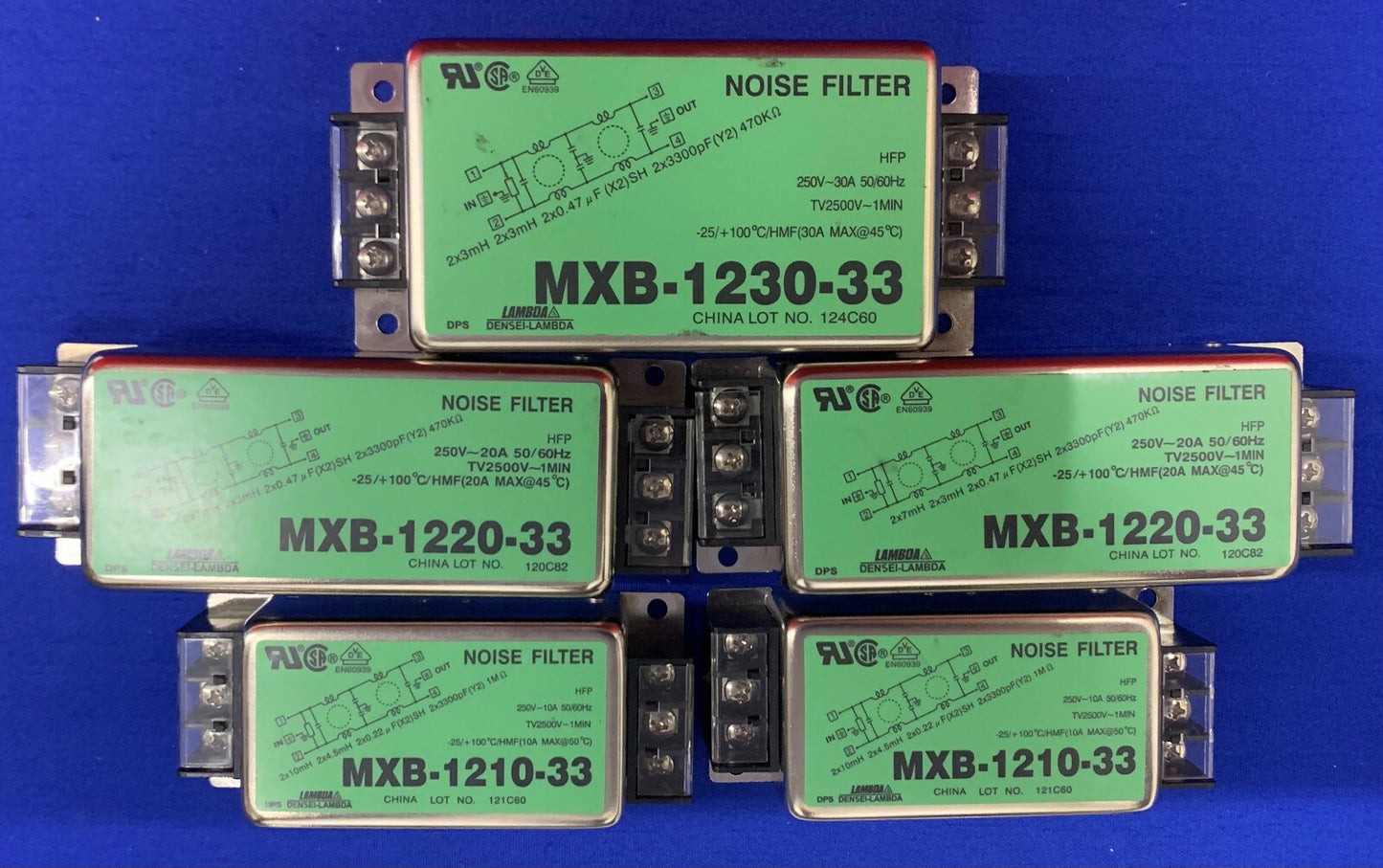 5er-Set - Lambda-Rauschfilter: (2)MXB-1210-33 (2)MXB-1220-33 (1)MXB-1230-33