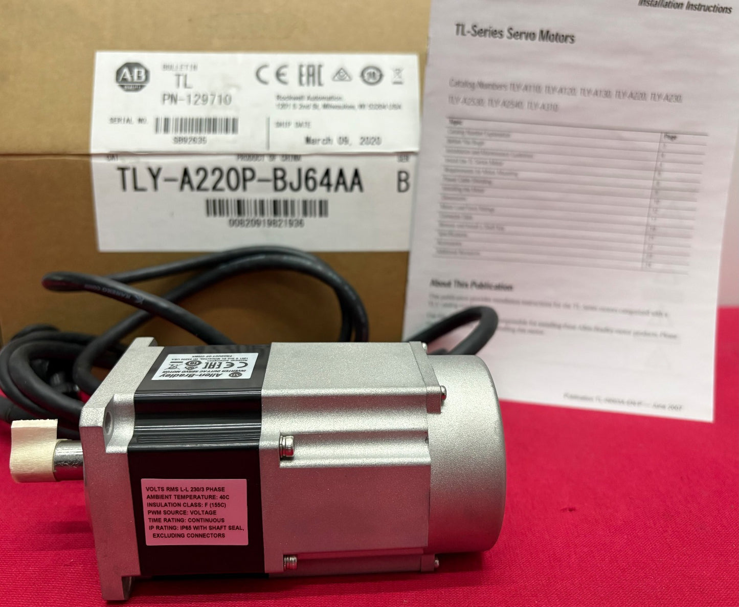 AB ALLEN BRADLEY TLY SERVO MOTOR TLY-A220P-BJ64AA SER B PN-129710 5000 RPM