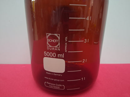 Schott Duran 5000ml (5L) Amber Glass Media Bottle. Duran GL45 Red Cap Ring