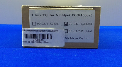 1 PAQUETE DE 10 PUNTAS - COLE-PARMER / NICHIRYO 07908-43 / 00-GLT-L PUNTA DE VIDRIO DE 1000 ul