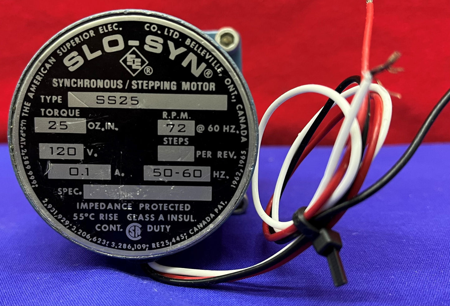 Danaher Motion Superior Electric SS25 Stepper Motor 1 amp 120VAC 72RPM